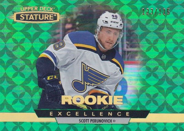 insert RC karta SCOTT PERUNOVICH 21-22 Stature Rookie Excellence Green /125